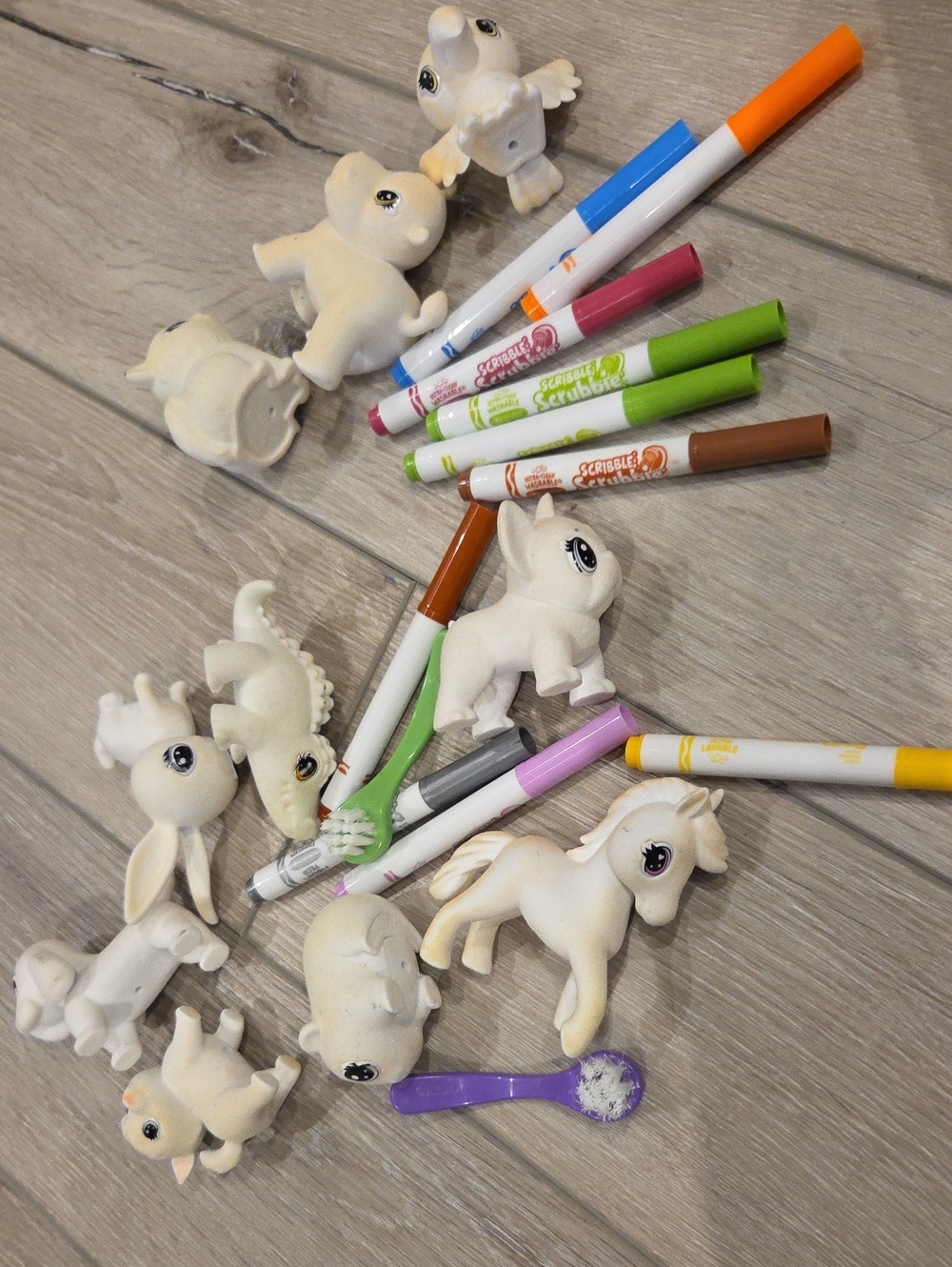 White Erasable Animal Toy Set with Markers